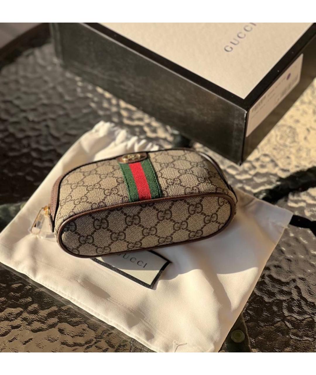GUCCI Коричневая косметичка, фото 3