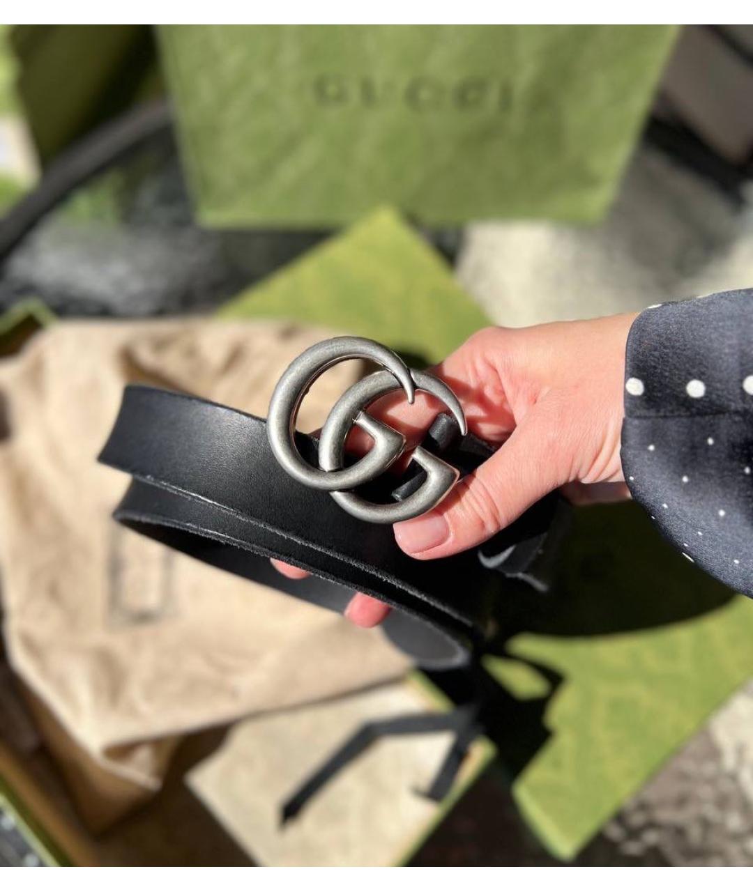 GUCCI Черный кожаный ремень, фото 2