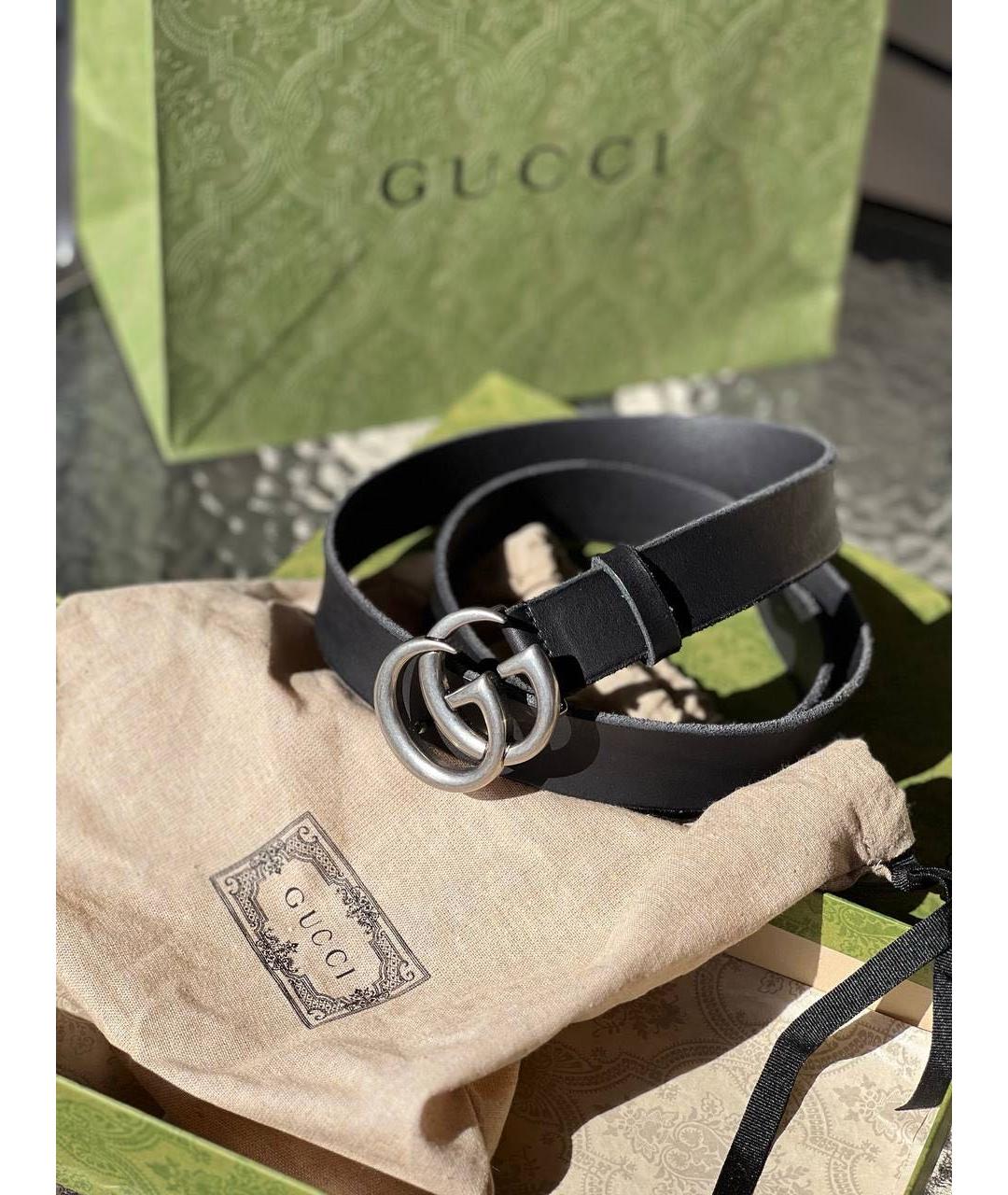 GUCCI Черный кожаный ремень, фото 6