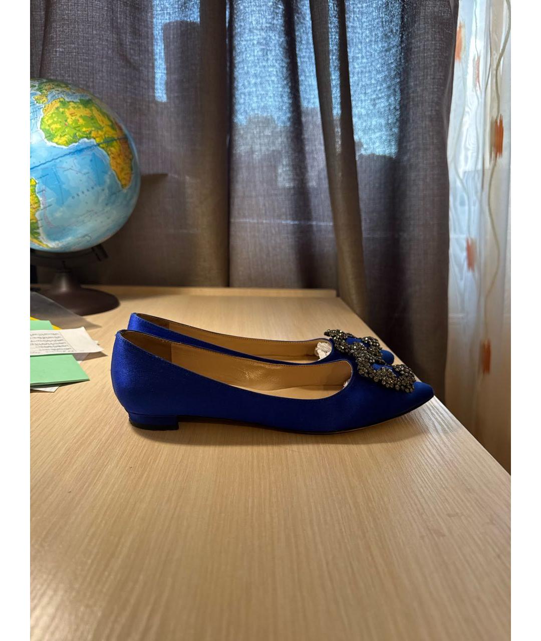 MANOLO BLAHNIK Синие текстильные балетки, фото 2