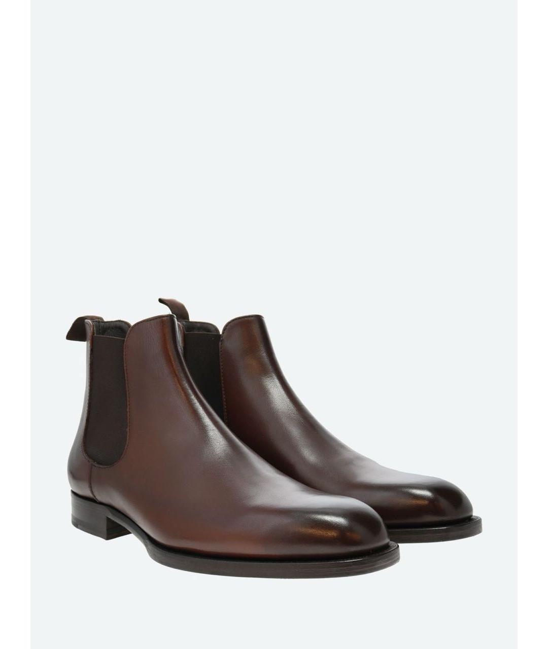 SANTONI Коричневые кожаные ботинки, фото 2