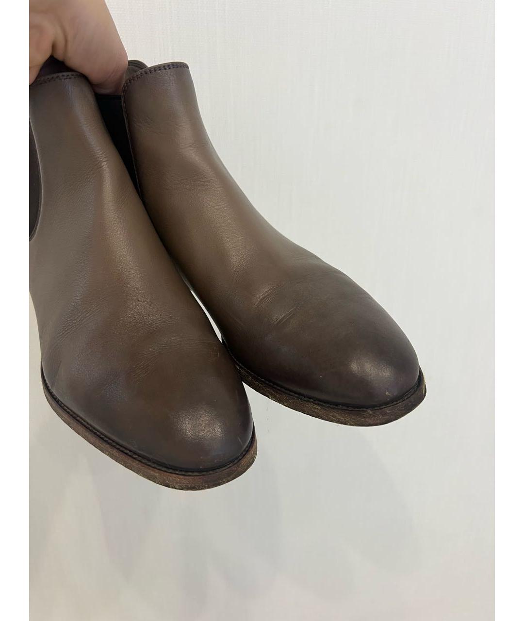 SANTONI Коричневые кожаные ботинки, фото 4