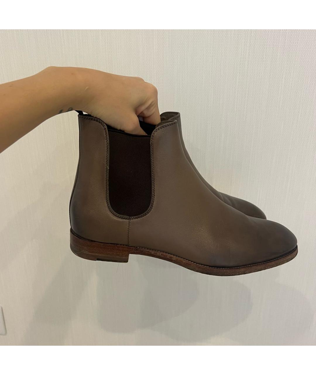 SANTONI Коричневые кожаные ботинки, фото 5