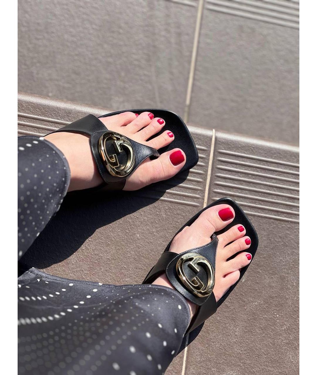 GUCCI Черные кожаные сабо, фото 6
