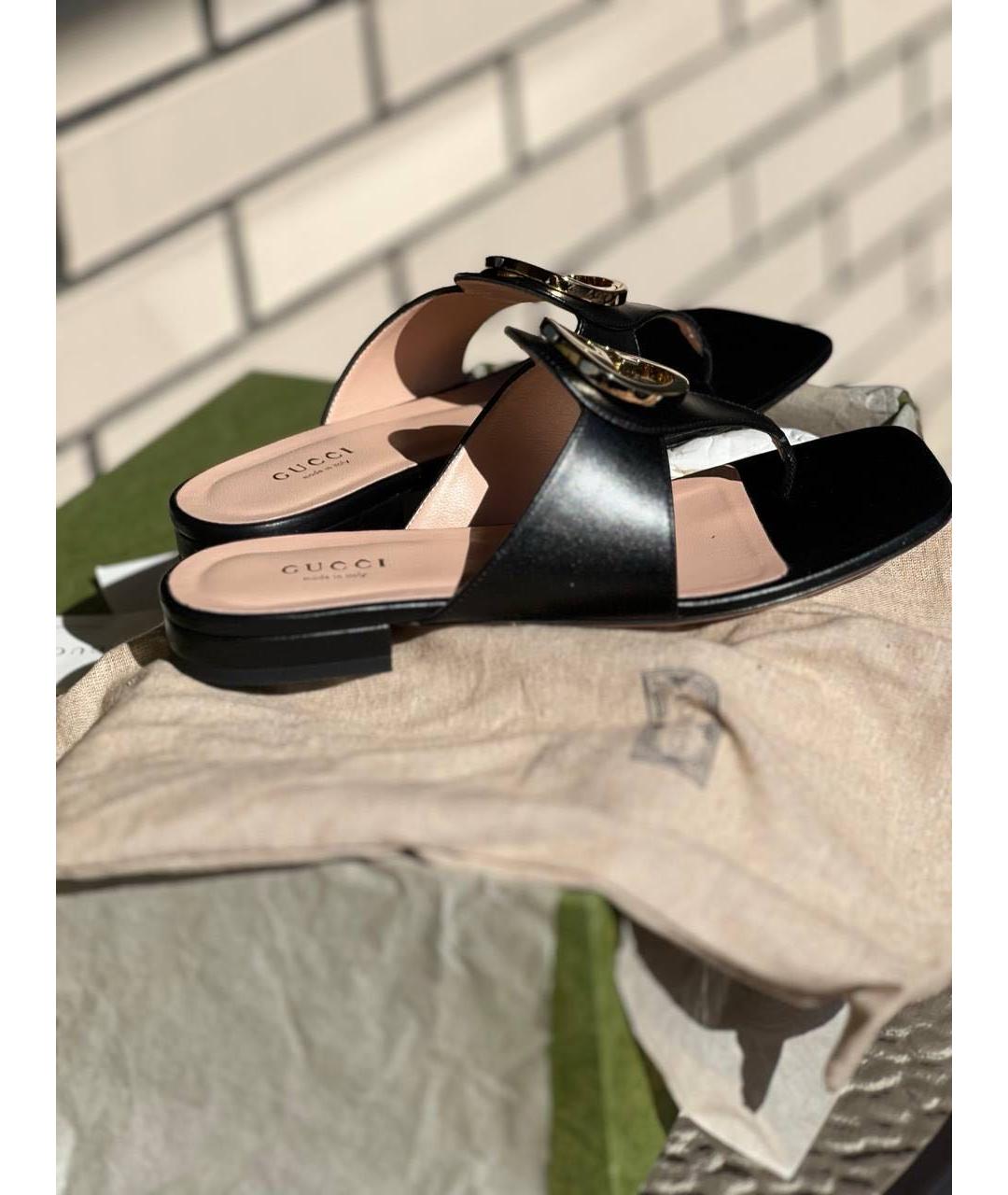 GUCCI Черные кожаные сабо, фото 8