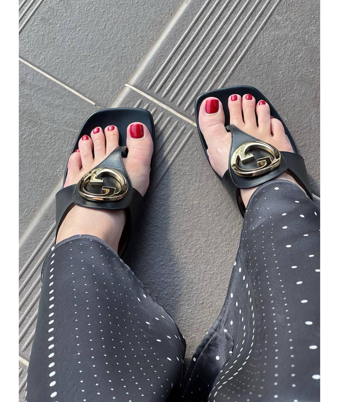 GUCCI Черные кожаные сабо, фото 7