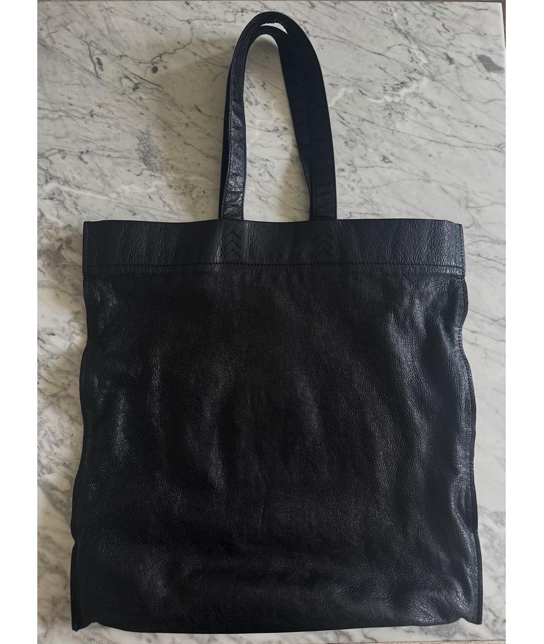 BALENCIAGA Черная кожаная сумка тоут, фото 2