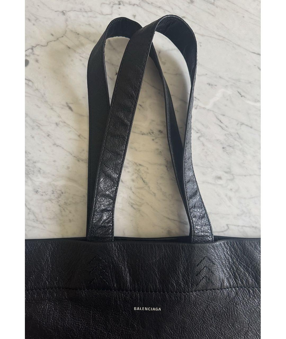 BALENCIAGA Черная кожаная сумка тоут, фото 4