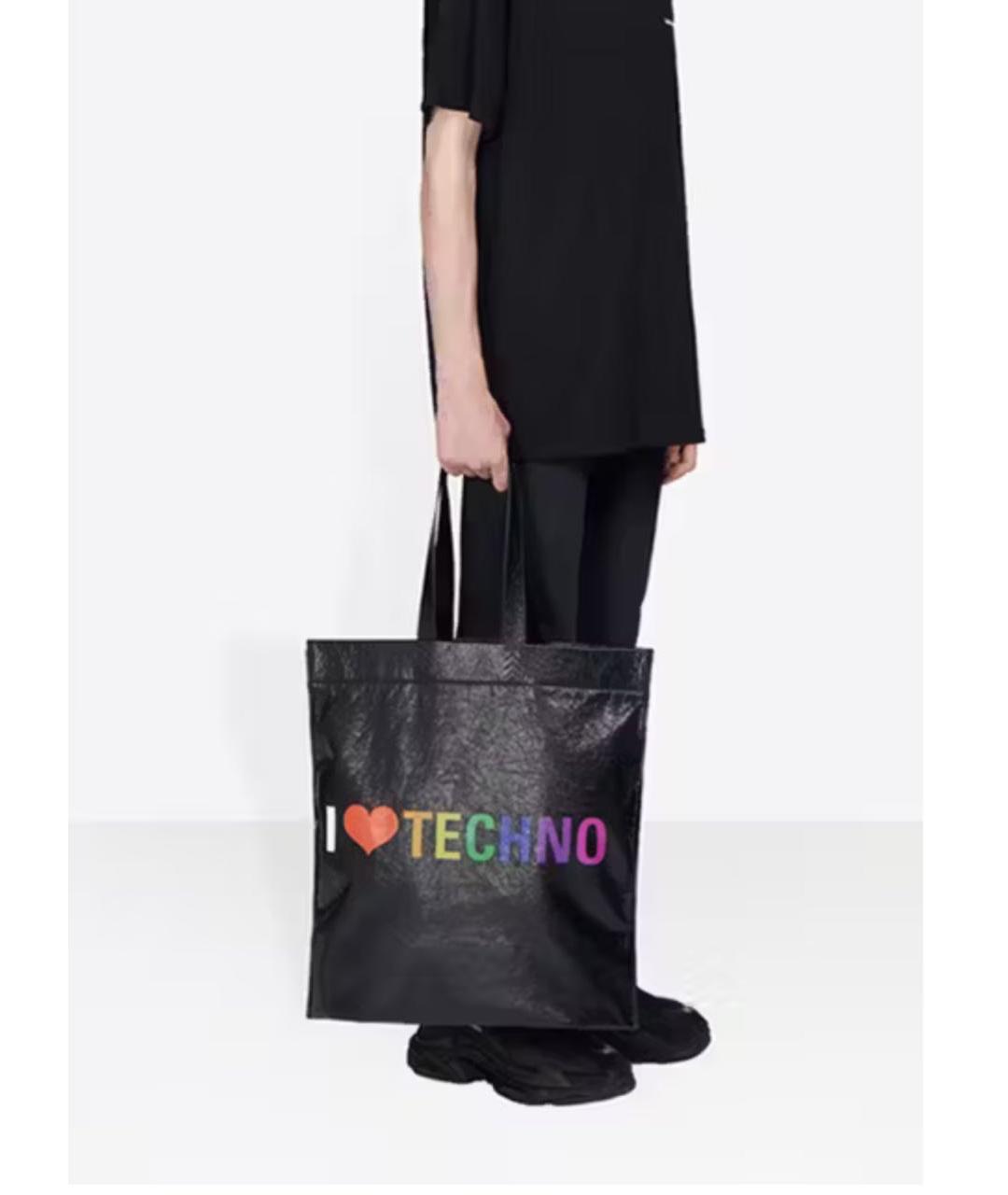 BALENCIAGA Черная кожаная сумка тоут, фото 6