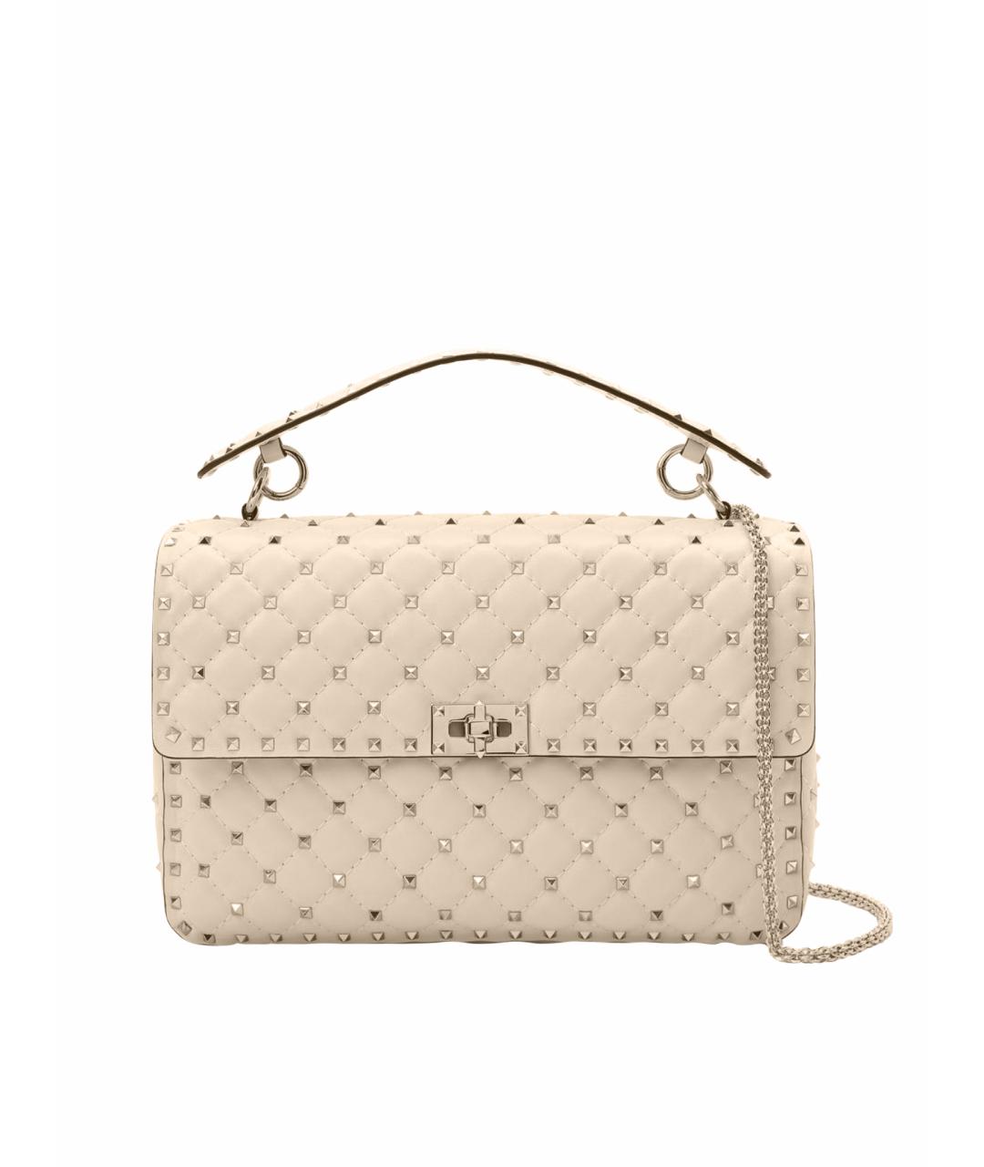 VALENTINO Бежевая кожаная сумка с короткими ручками, фото 1