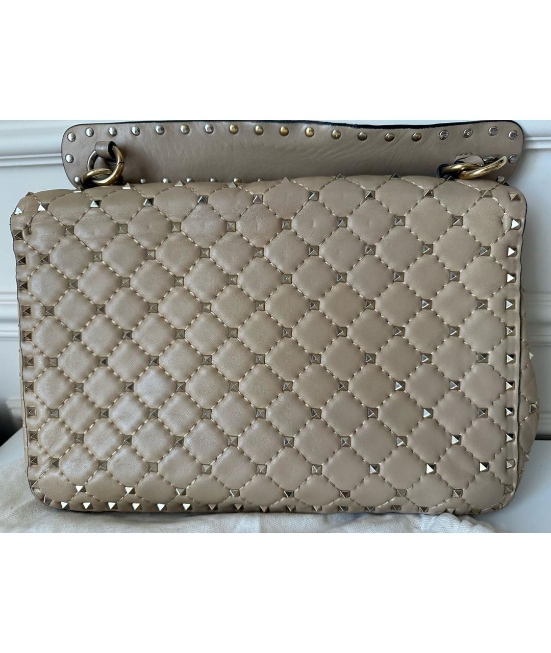 VALENTINO Бежевая кожаная сумка с короткими ручками, фото 3