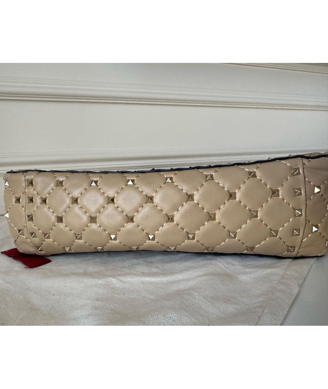 VALENTINO Бежевая кожаная сумка с короткими ручками, фото 2