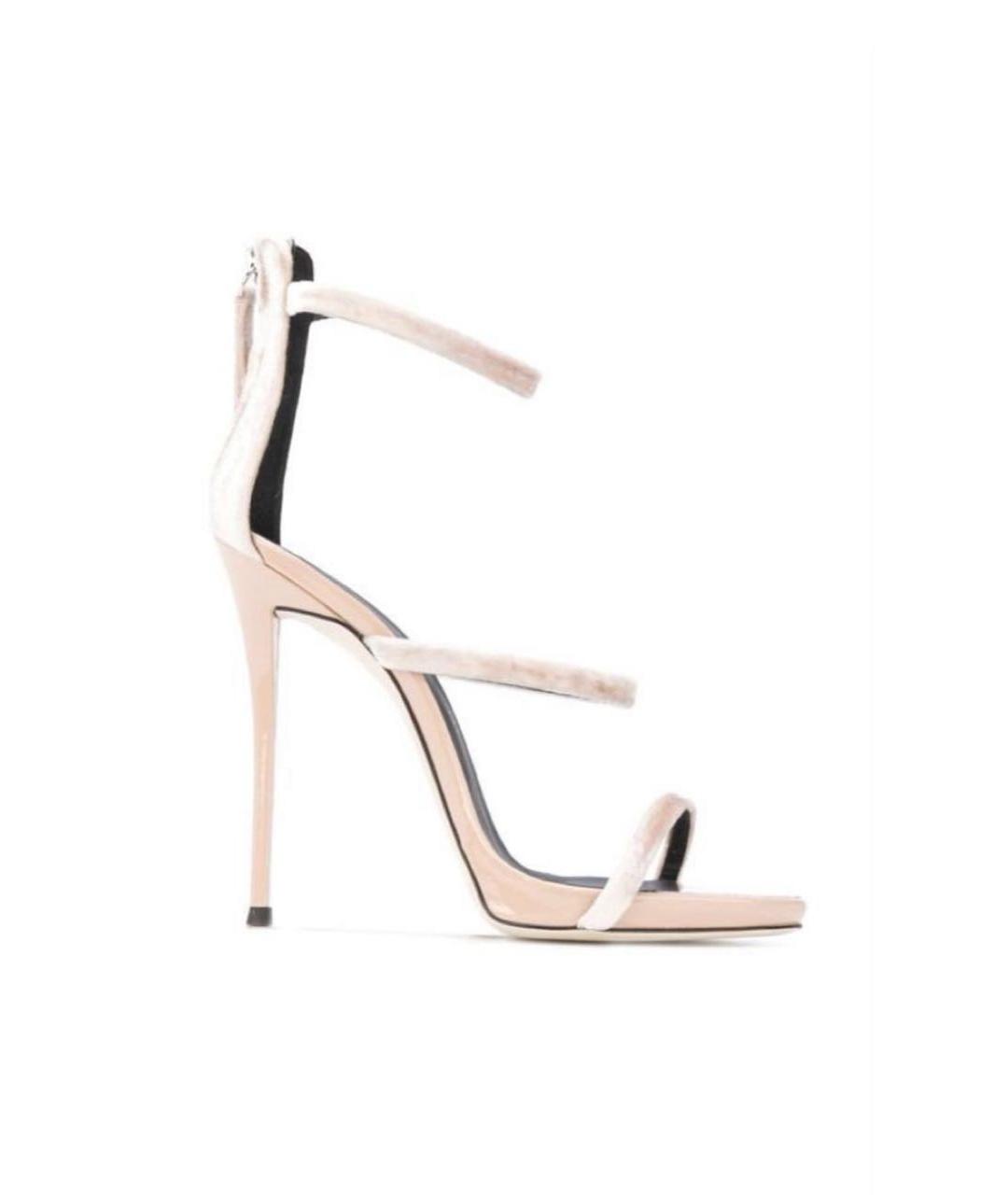 GIUSEPPE ZANOTTI DESIGN Розовые бархатные босоножки, фото 6