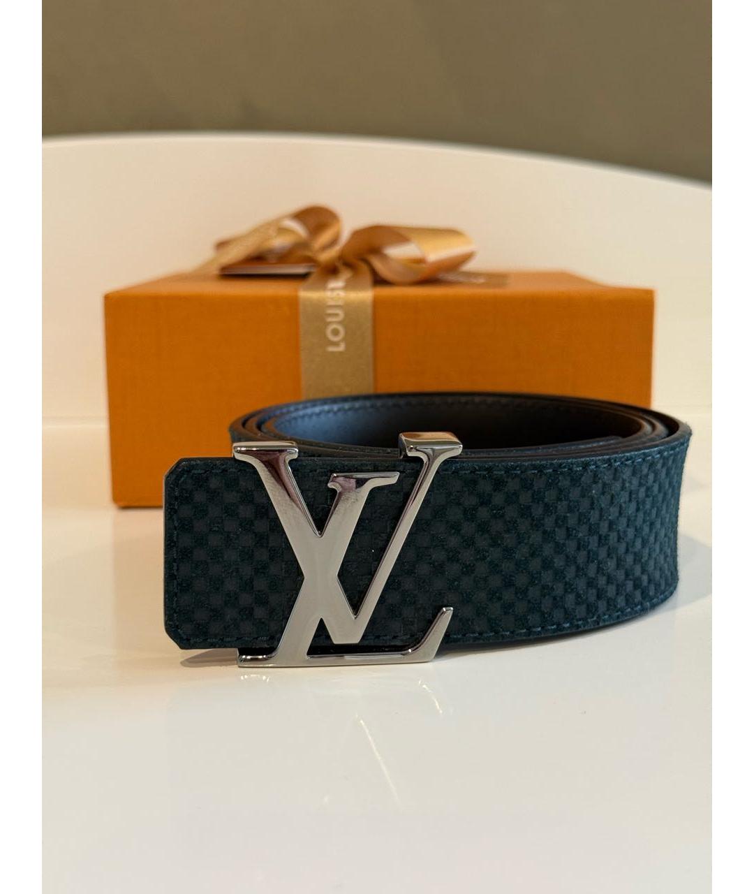 LOUIS VUITTON Темно-синий кожаный ремень, фото 3