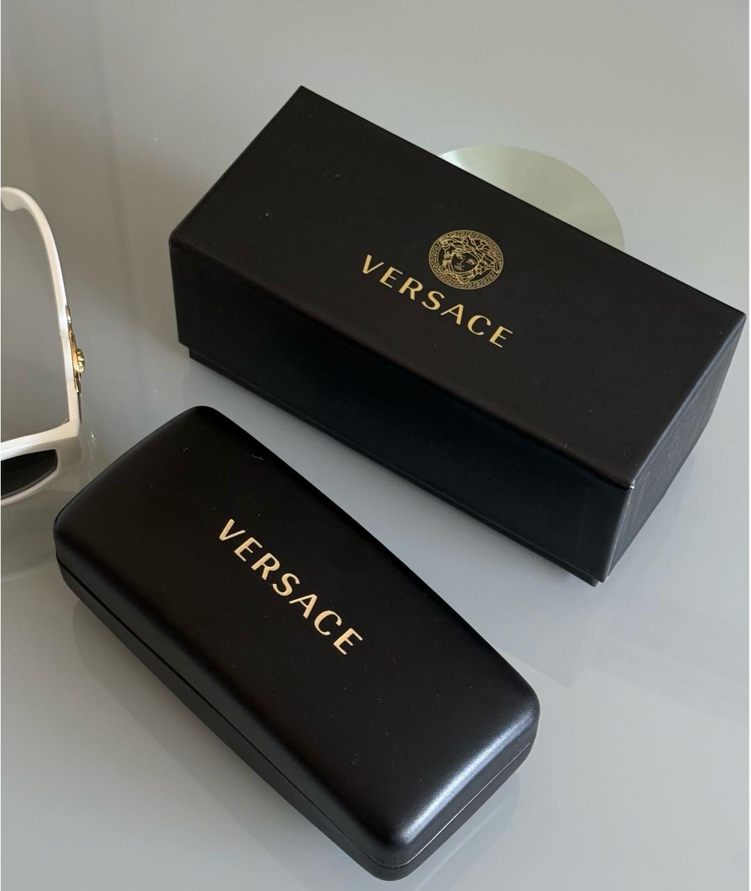 VERSACE Белые пластиковые солнцезащитные очки, фото 4