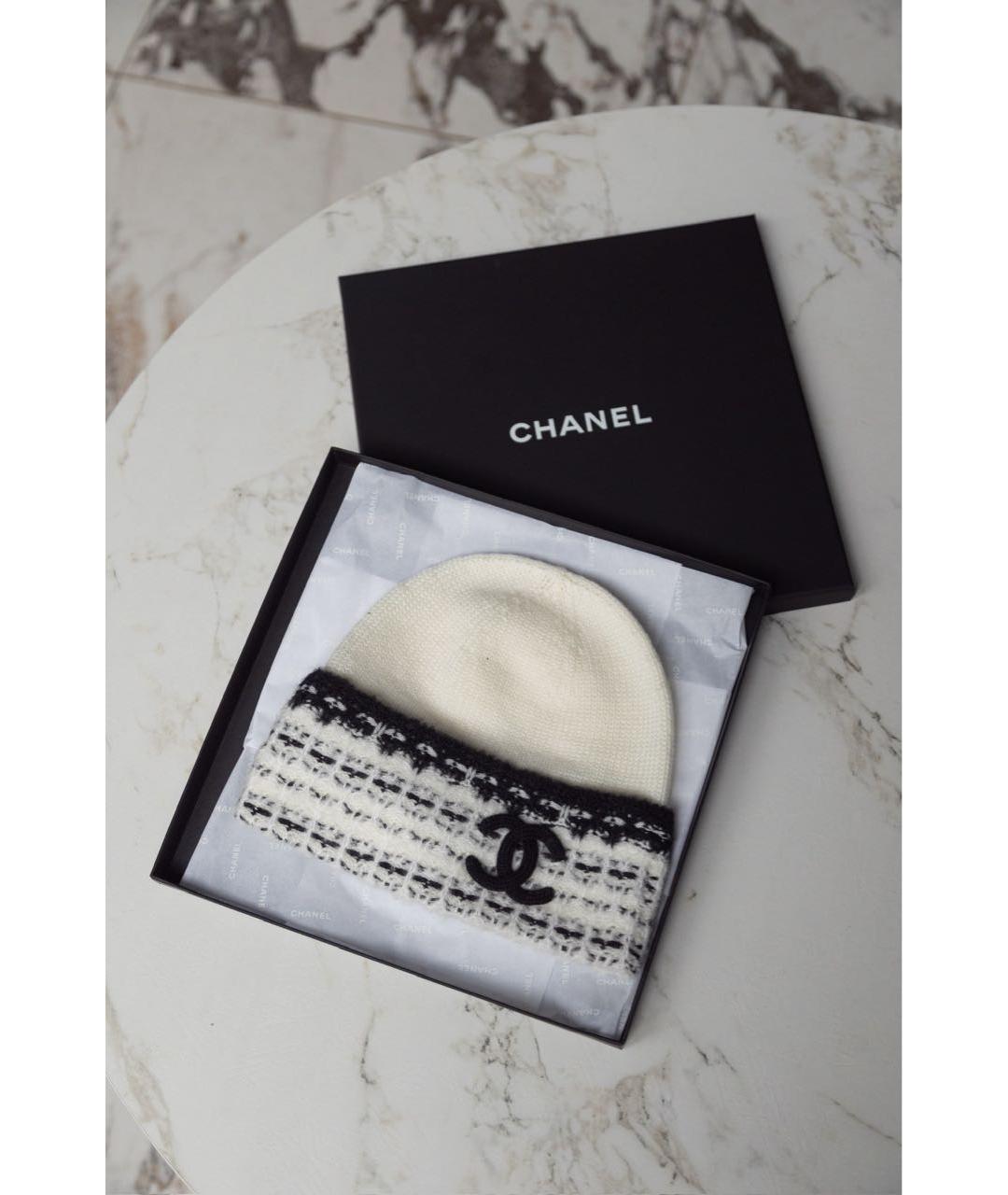 CHANEL Белая кашемировая шапка, фото 4
