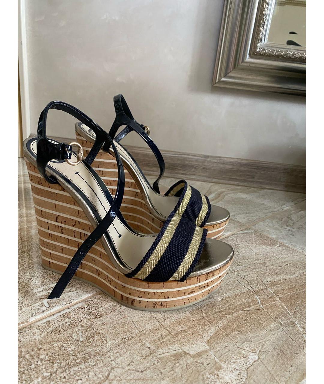GUCCI Темно-синие кожаные босоножки, фото 7
