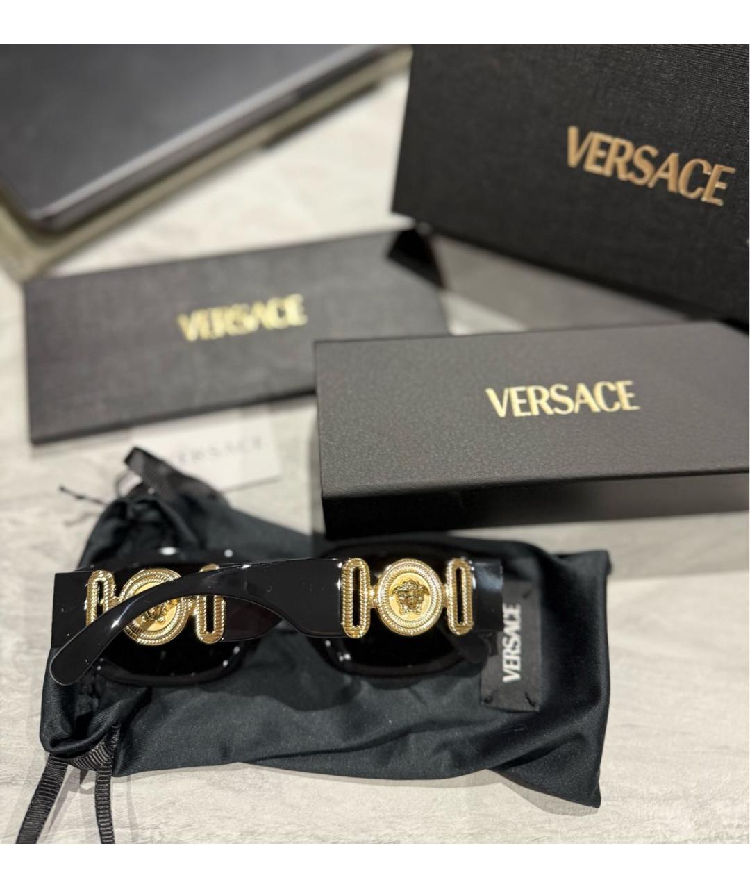 VERSACE Черные пластиковые солнцезащитные очки, фото 8