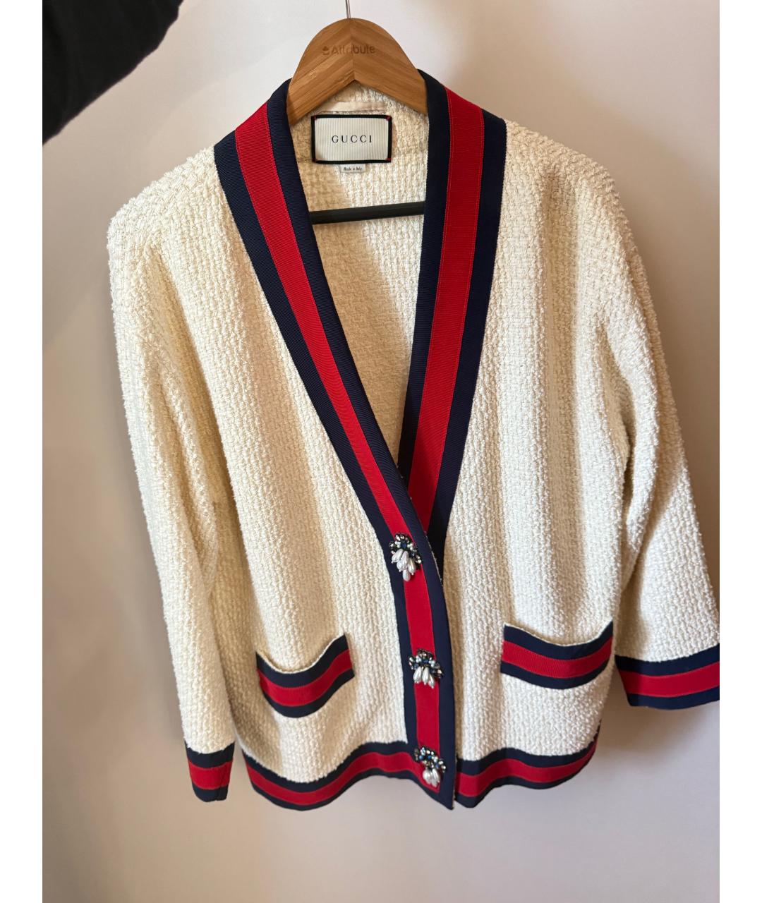 GUCCI Бежевый твидовый кардиган, фото 2
