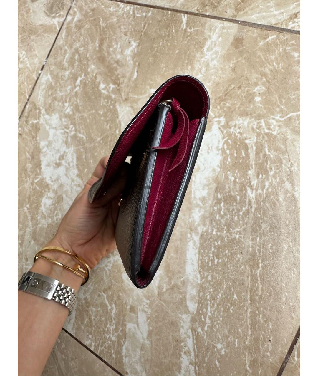LOUIS VUITTON Коричневый кожаный кошелек, фото 4