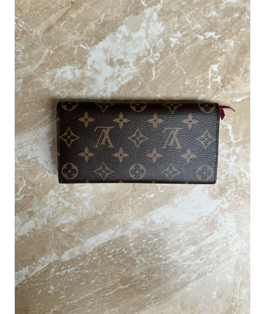 LOUIS VUITTON Коричневый кожаный кошелек, фото 2