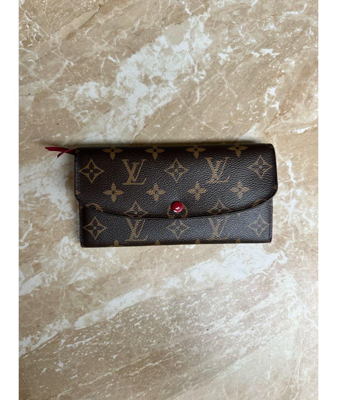 LOUIS VUITTON Коричневый кожаный кошелек, фото 9