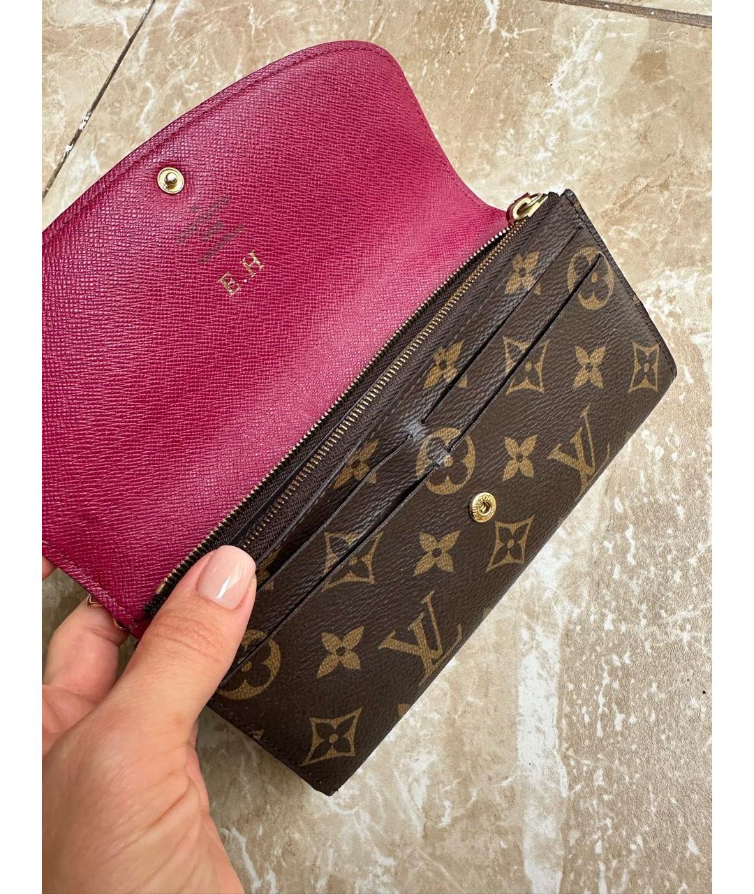 LOUIS VUITTON Коричневый кожаный кошелек, фото 3