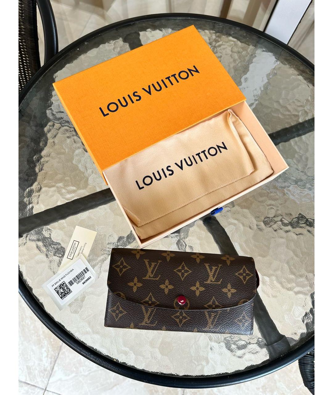 LOUIS VUITTON Коричневый кожаный кошелек, фото 8