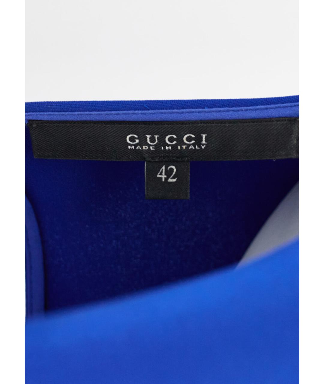 GUCCI Синяя шелковая блузы, фото 3