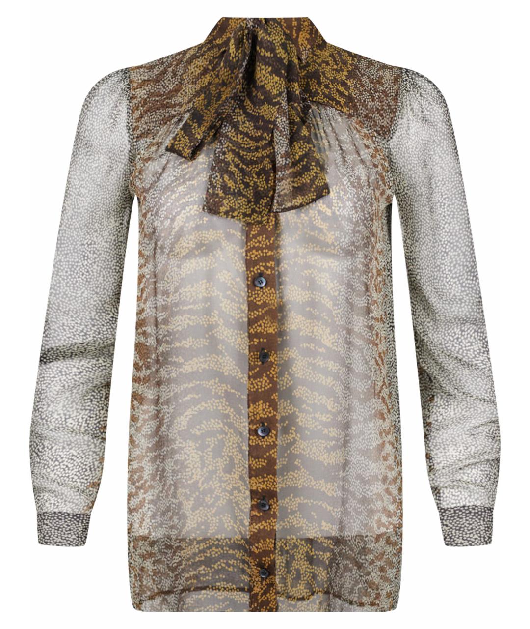 GUCCI Коричневая шелковая блузы, фото 1