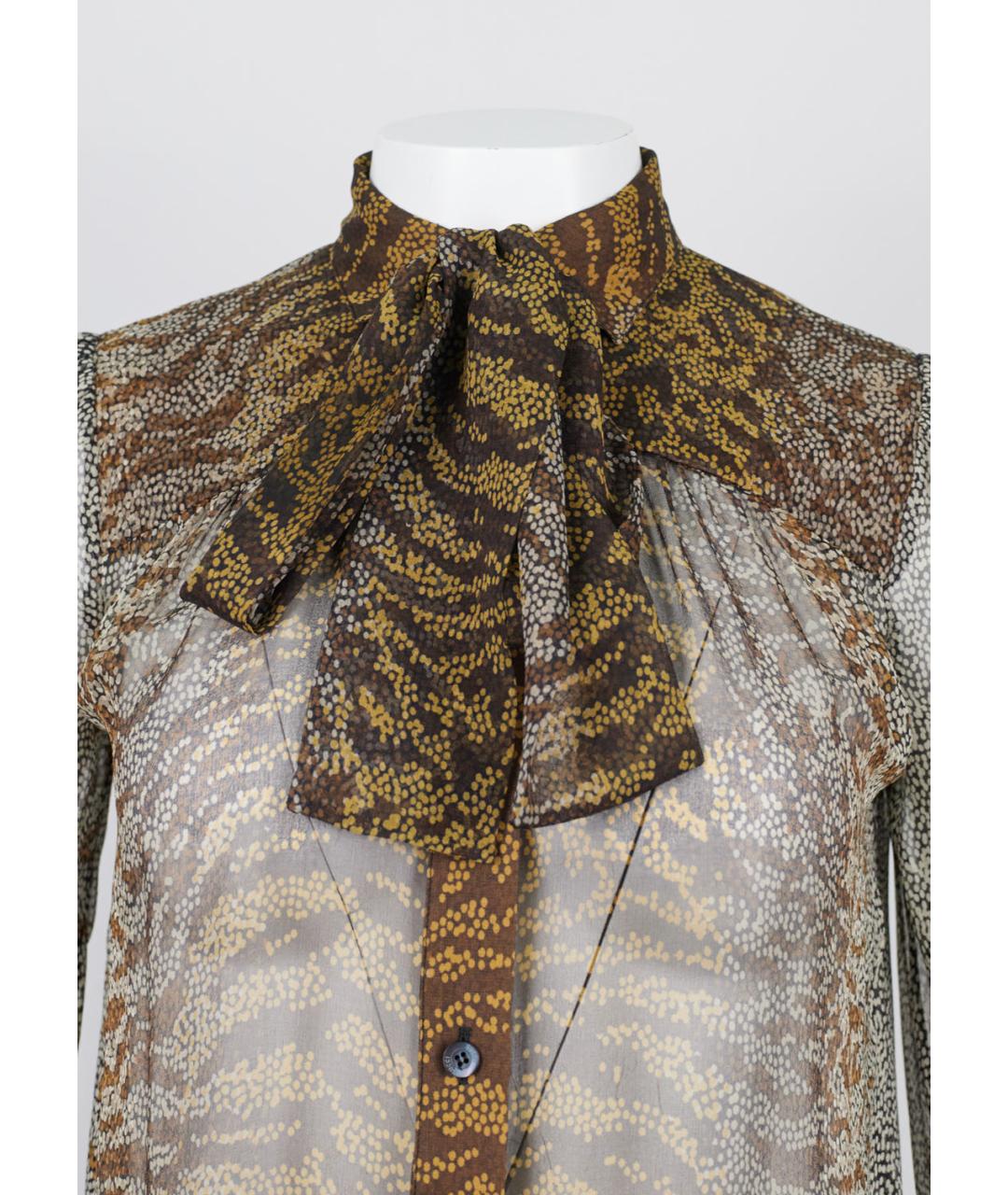GUCCI Коричневая шелковая блузы, фото 3