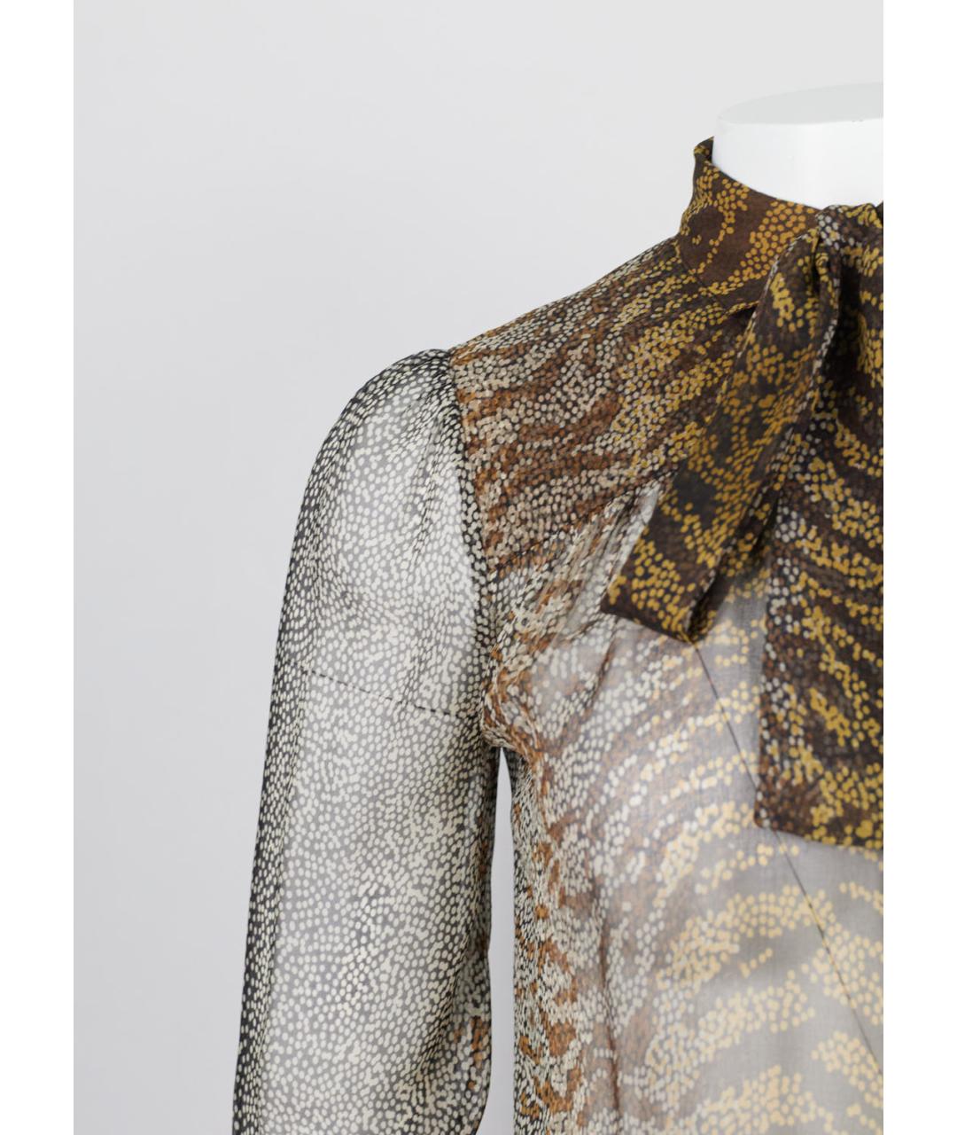GUCCI Коричневая шелковая блузы, фото 4