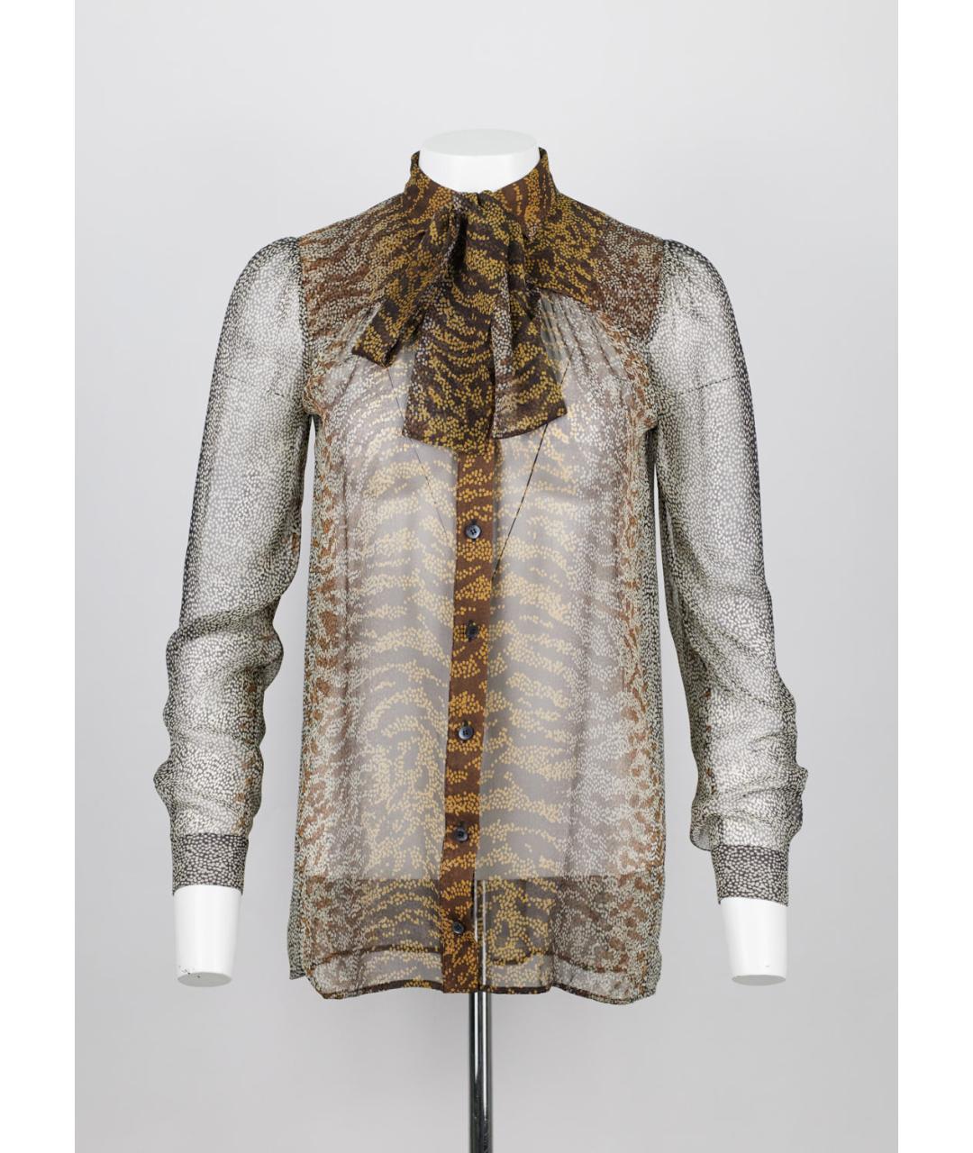 GUCCI Коричневая шелковая блузы, фото 5