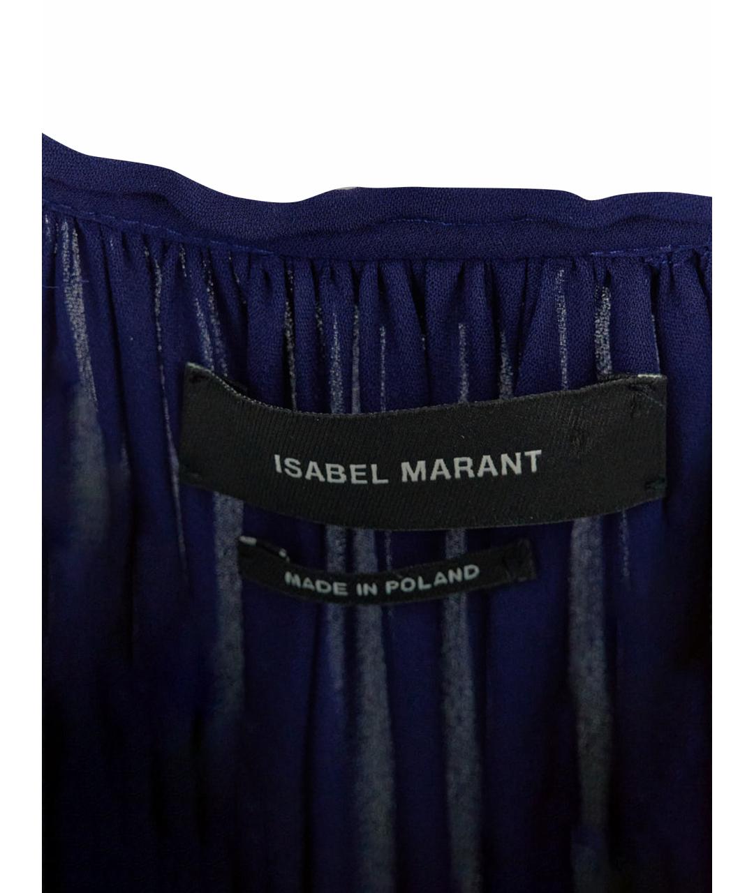 ISABEL MARANT Темно-синяя шелковая блузы, фото 7