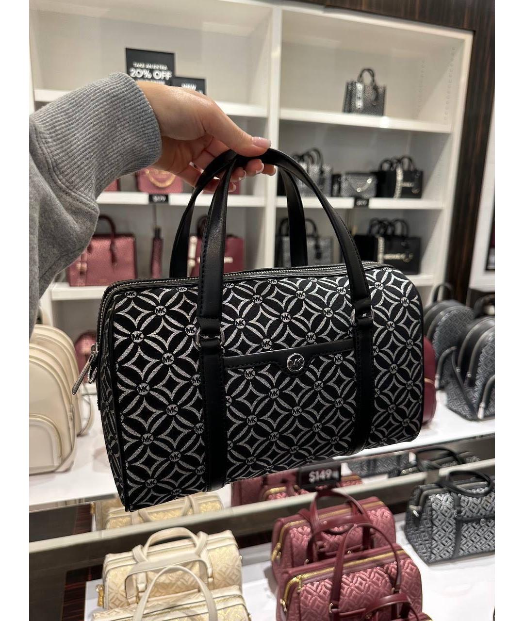 MICHAEL KORS Черная жаккардовая сумка с короткими ручками, фото 6