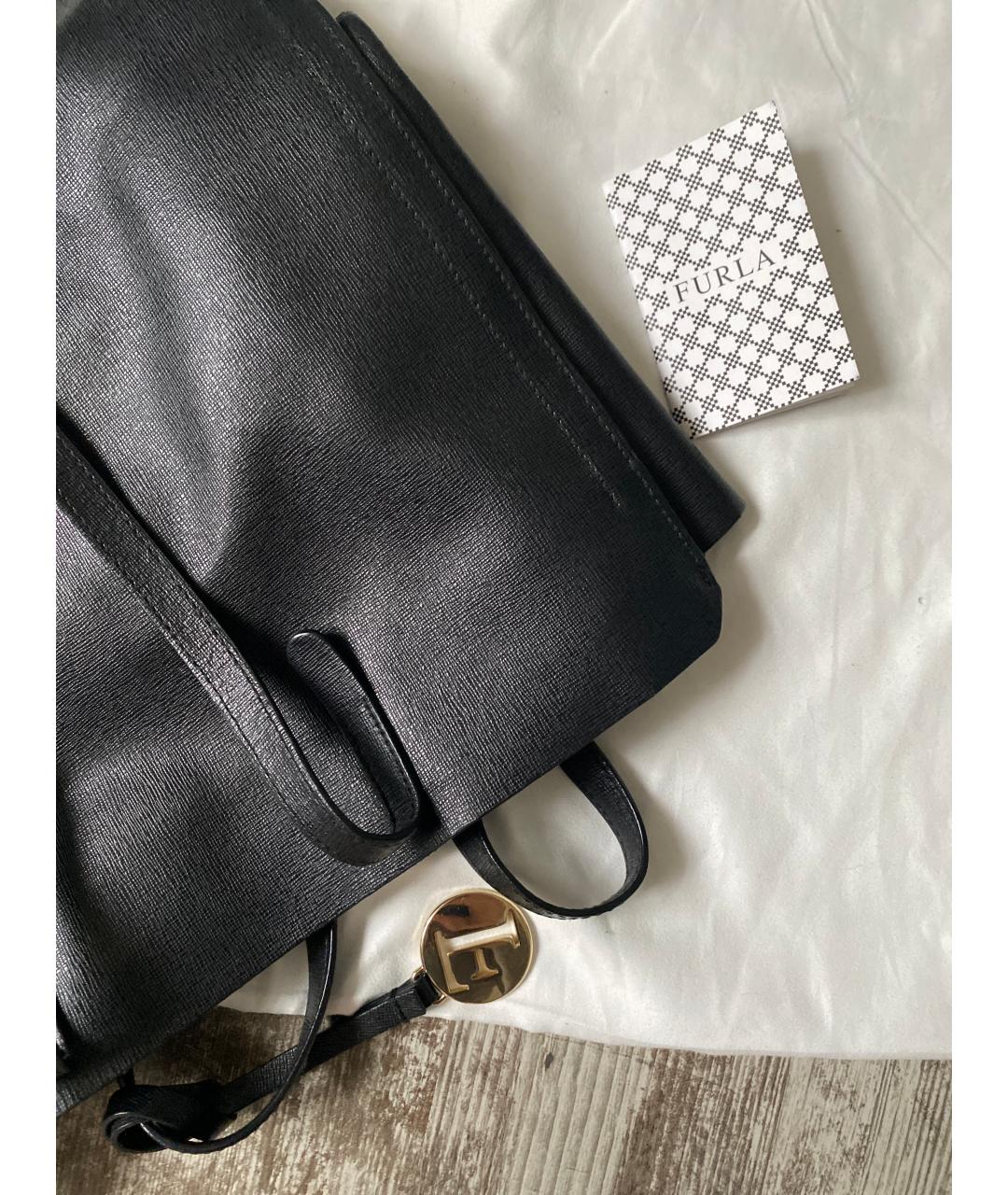 FURLA Черная кожаная сумка тоут, фото 6