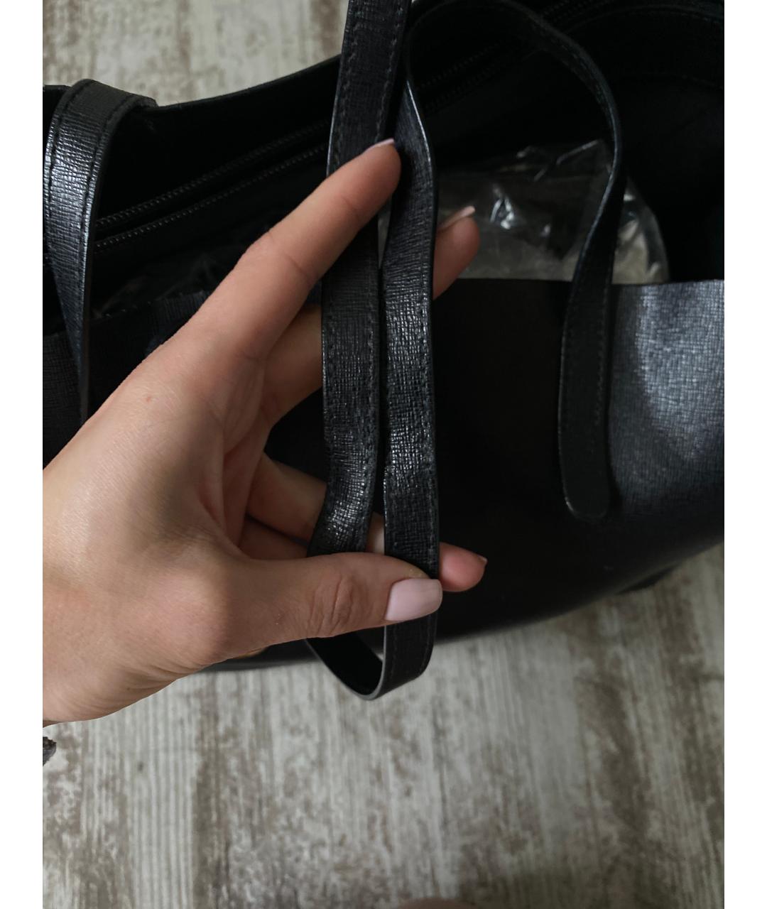 FURLA Черная кожаная сумка тоут, фото 7