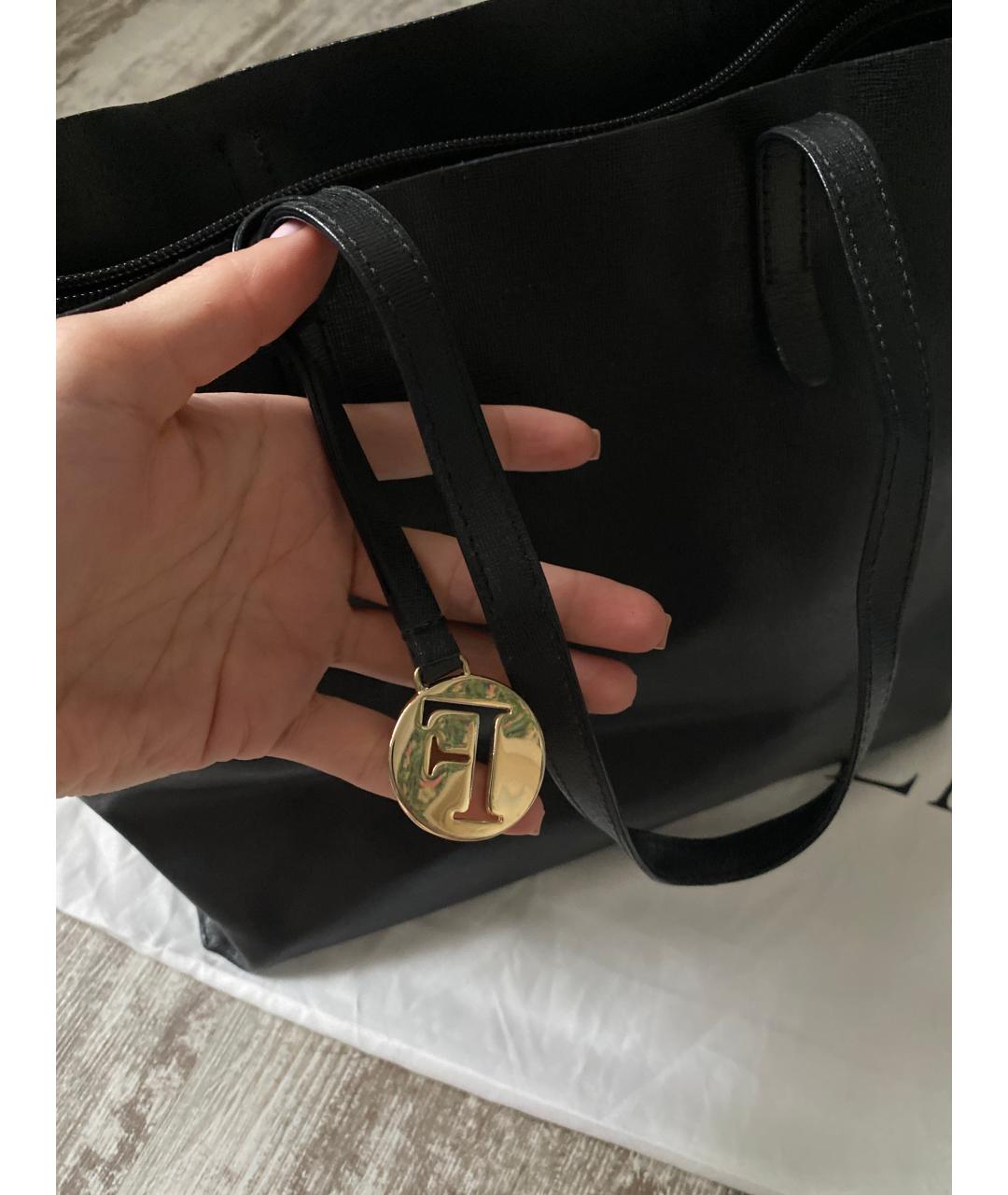 FURLA Черная кожаная сумка тоут, фото 5