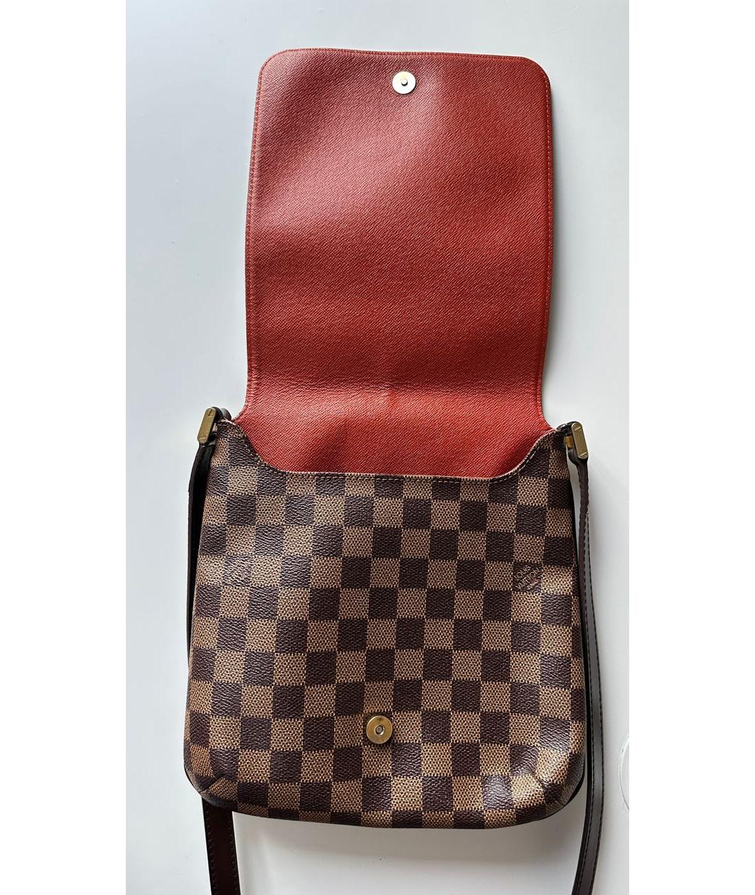 LOUIS VUITTON Коричневая кожаная сумка через плечо, фото 7