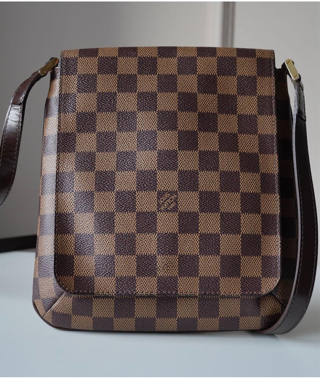 LOUIS VUITTON Коричневая кожаная сумка через плечо, фото 9