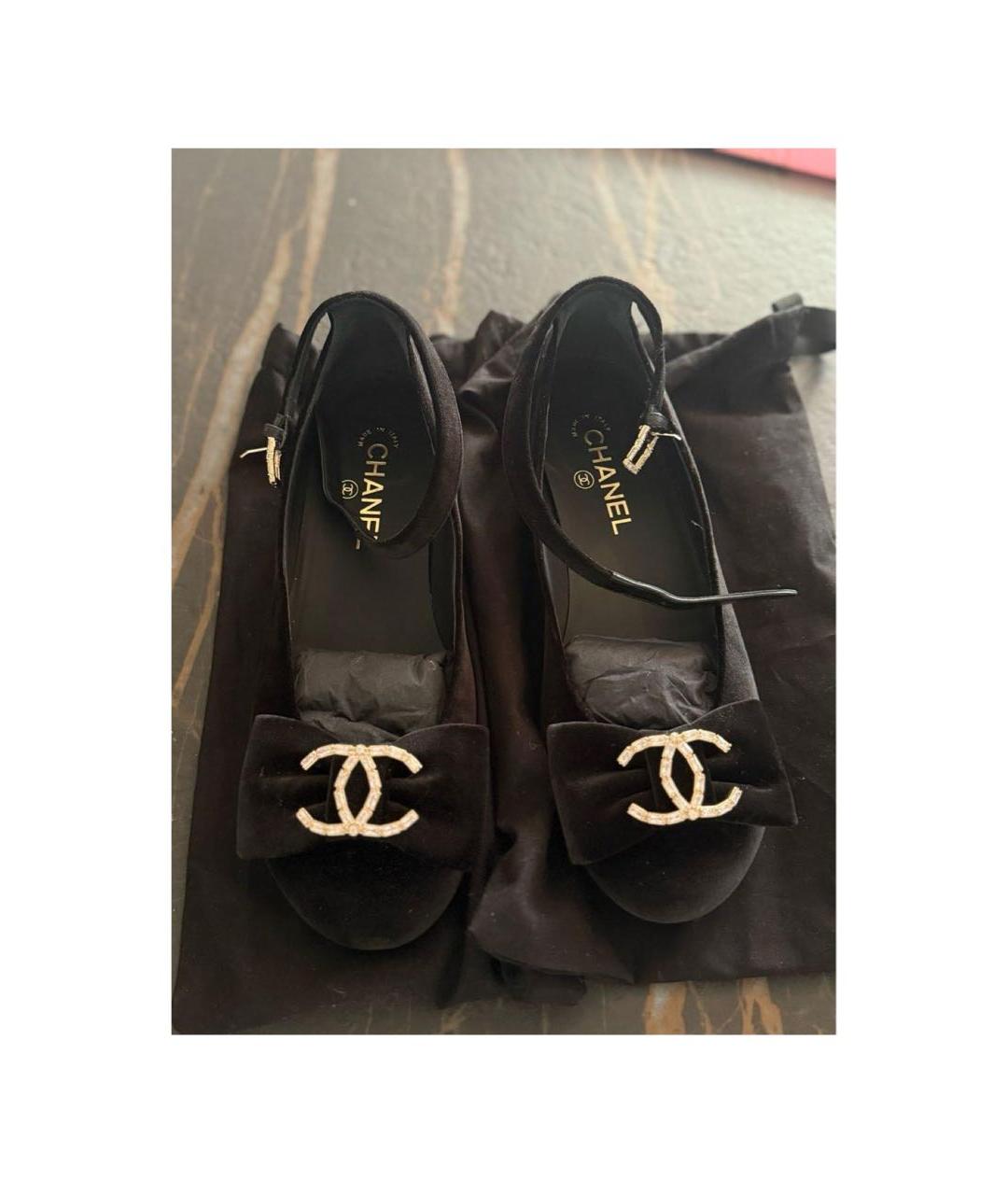 CHANEL Черные бархатные балетки, фото 2