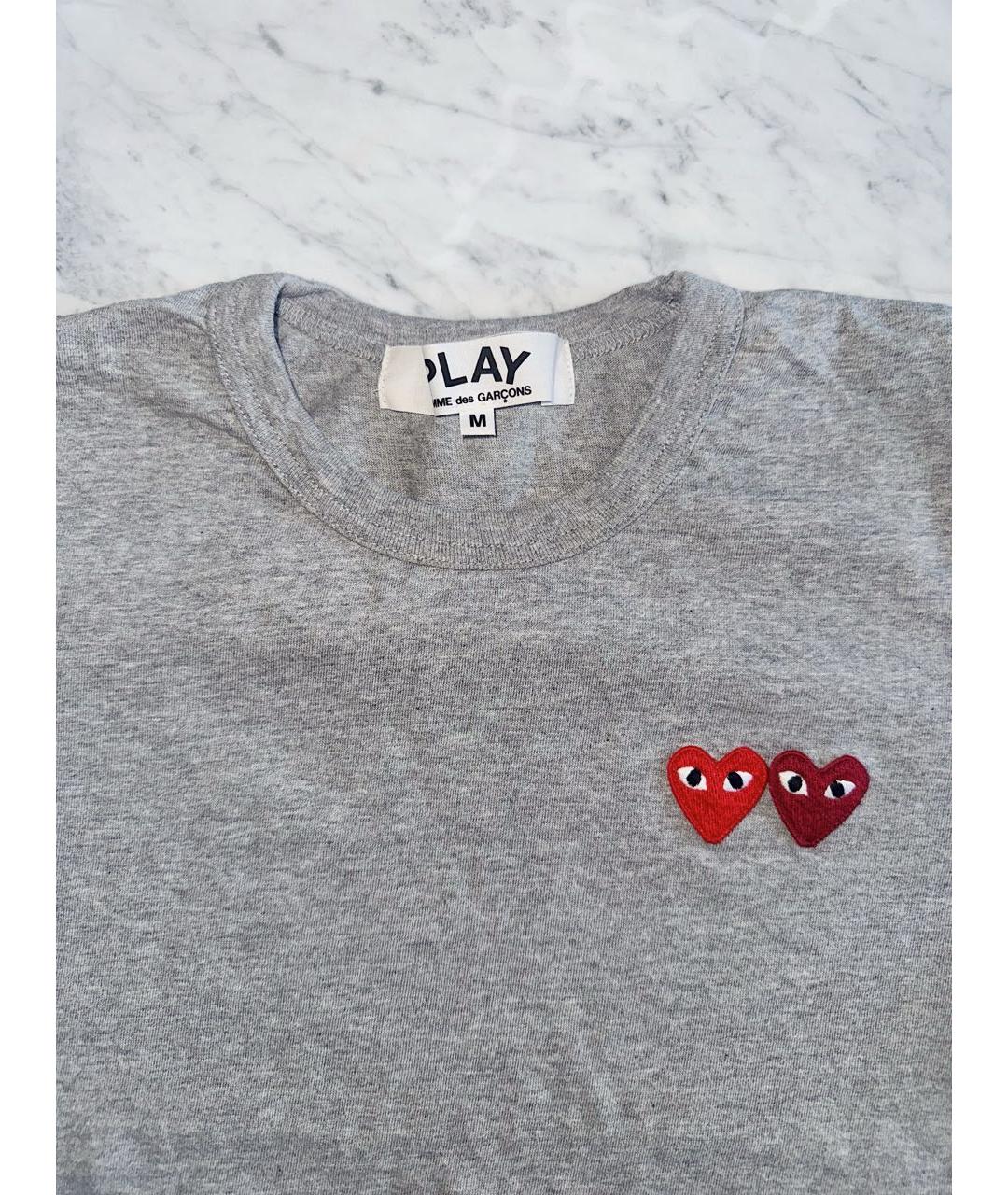 COMME DES GARÇONS PLAY Серая хлопковая футболка, фото 3
