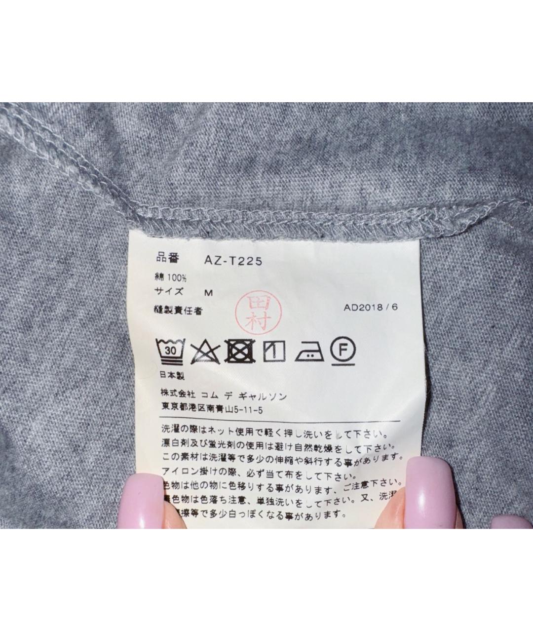 COMME DES GARÇONS PLAY Серая хлопковая футболка, фото 4