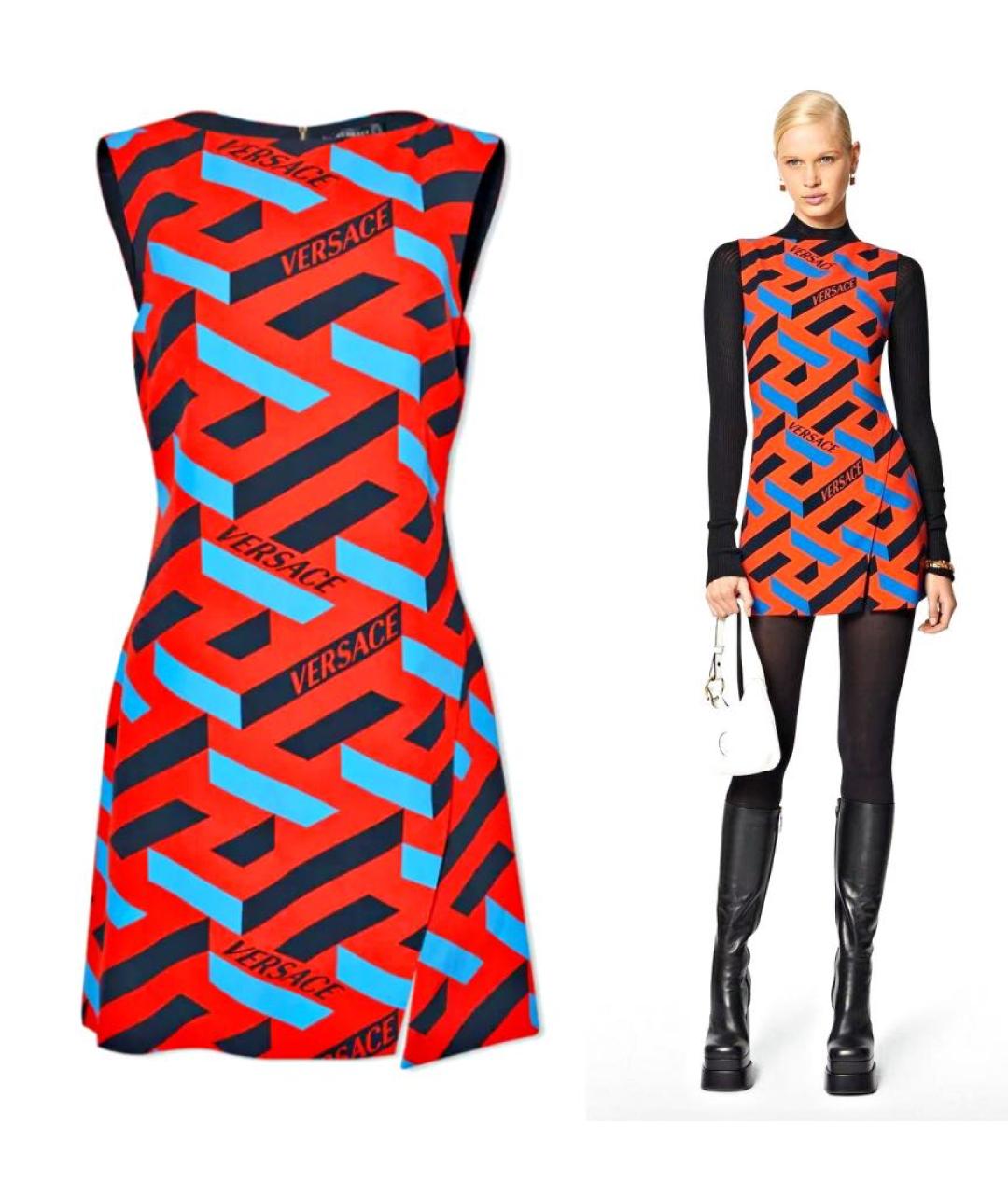 VERSACE Красное вискозное повседневное платье, фото 9