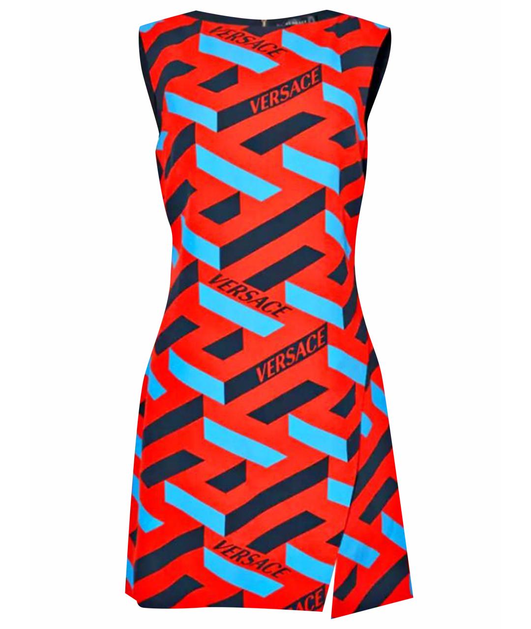 VERSACE Красное вискозное повседневное платье, фото 1
