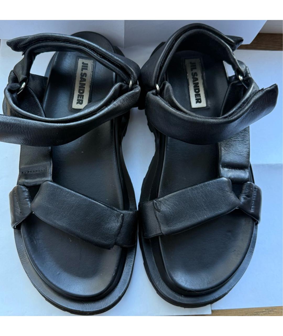 JIL SANDER Черные кожаные сандалии, фото 2