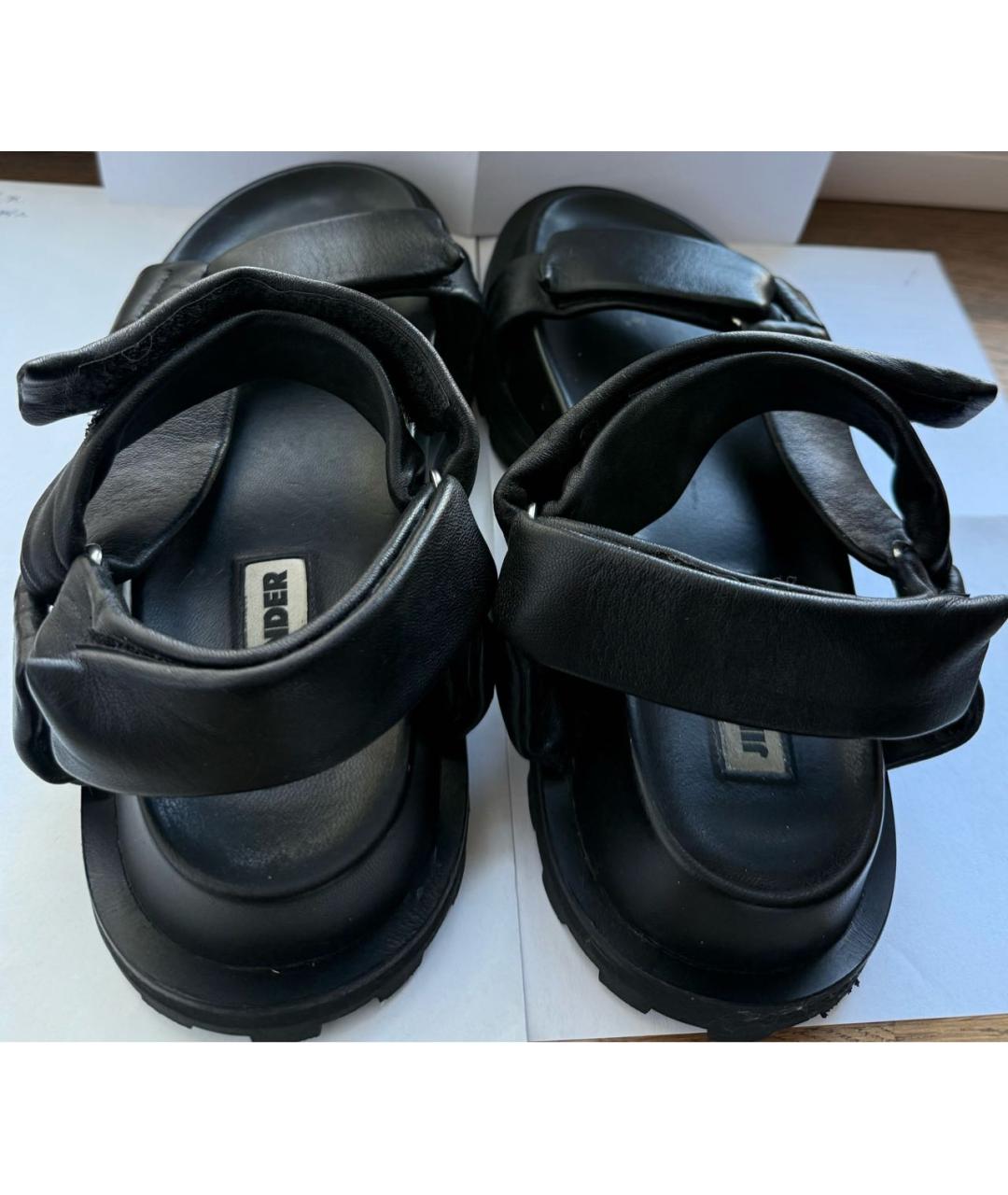 JIL SANDER Черные кожаные сандалии, фото 4