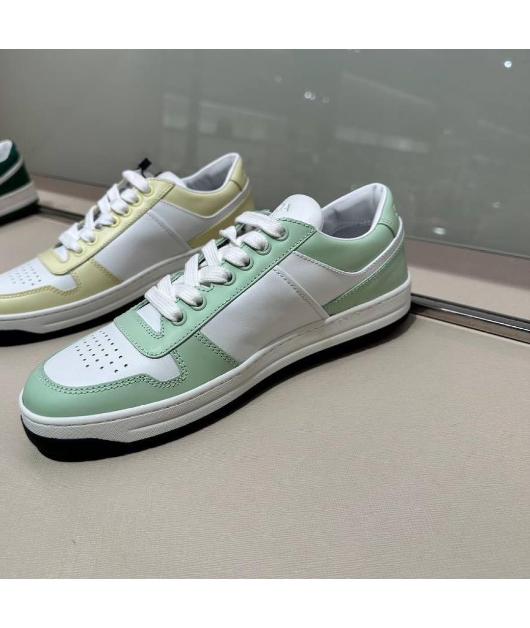 PRADA Салатовые кожаные кроссовки, фото 6
