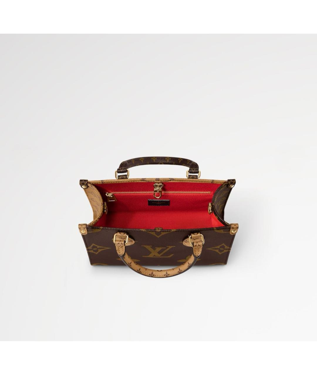 LOUIS VUITTON Коричневая кожаная сумка тоут, фото 4