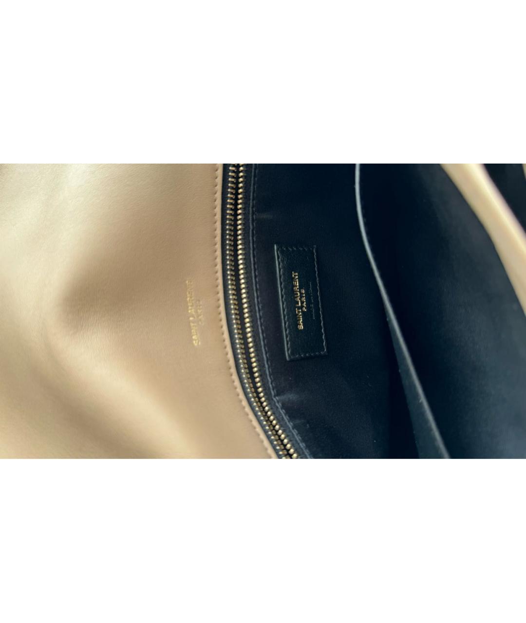 SAINT LAURENT Бежевая кожаная сумка через плечо, фото 4